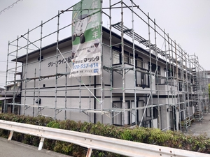 「福山市　アパート改修　外壁塗装　屋根塗り替え」の画像